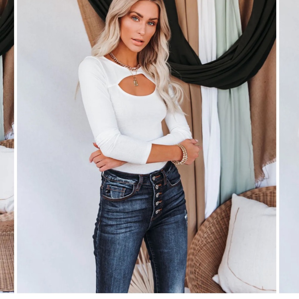 Brand new willow ribbed cutout bodysuit